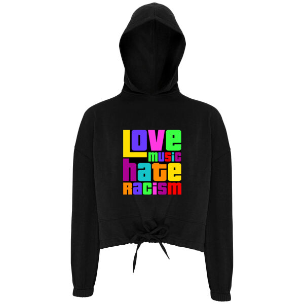 Love Music Hate Racism  - Women's TriDri® cropped oversize hoodie  Thumbnail